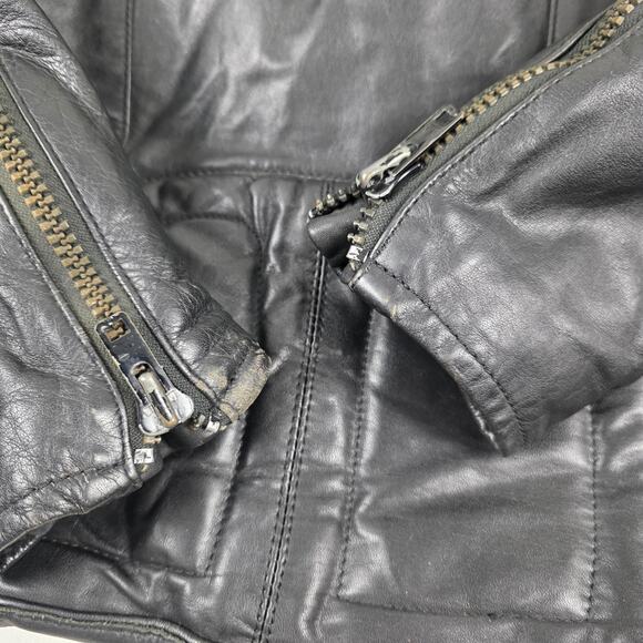 Drag Specialties Leather Motorcycle Jacket Mens 40 Black Biker Belted Zip Cuffs - Picture 11 of 13